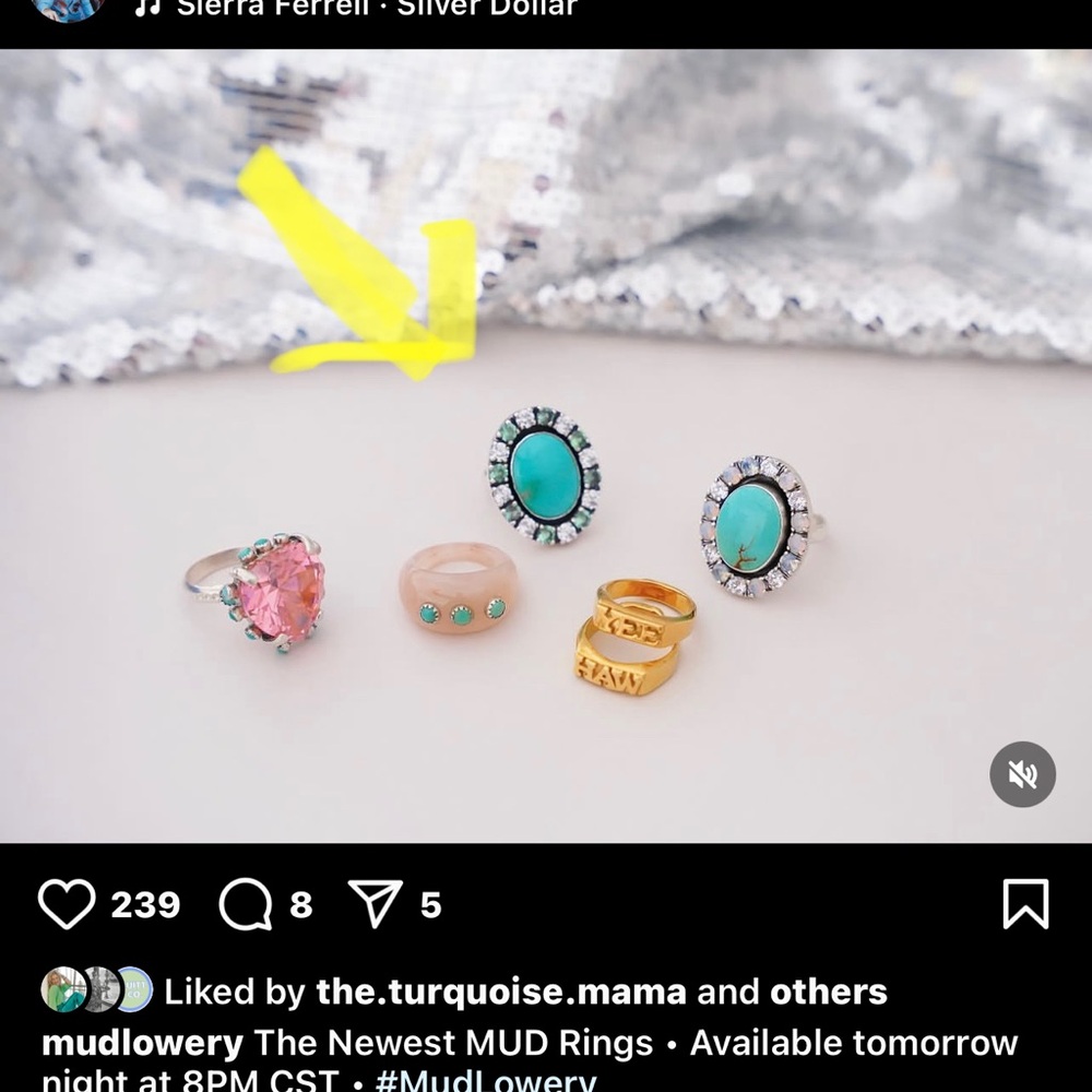Turquoise and Pink Gemstone Ring Set